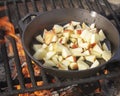 Camping Breakfast - Apples in a Cast Iron Pan