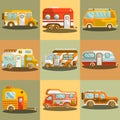 Camping bus or camper van vector illustration Royalty Free Stock Photo