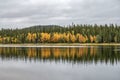 camping caravan near river autumn fall landscape along Ammarnas National Park in Lapland Sweden Royalty Free Stock Photo