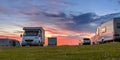 Camping caravans and cars sunset