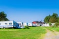 Camping with caravans in nature park Royalty Free Stock Photo