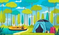 Camping Cartoon Composition Royalty Free Stock Photo
