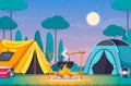Camping Cartoon Composition Royalty Free Stock Photo
