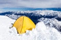 Camping in Caucasus Mountains on Elbrus landscape