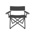 Camping chair bold black silhouette icon isolated on white background. Folding seat.