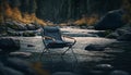 A camping chair floating in calming streams.