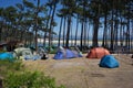 Camping on Cies Island Royalty Free Stock Photo