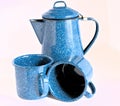 Camping coffeepot and two cups Royalty Free Stock Photo