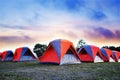 Camping and colorful tents on top of mountain journey in vacation