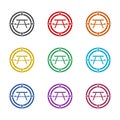 Camping compass icon or logo, color set