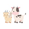 Camping cute cow rabbit and goat nature cartoon