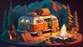 Camping 3D - Experience the joy of camping and hiking with this group of happy trekkers ai generated