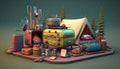 Camping 3D - Get inspired for your next camping trip with this beautiful campsite scene ai generated