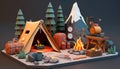 Camping 3D - Get inspired for your next camping trip with this beautiful campsite scene ai generated