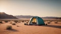 Camping in the desert in the middle of nowhere. Generative AI Royalty Free Stock Photo