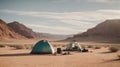Camping in the desert in the middle of nowhere. Generative AI Royalty Free Stock Photo