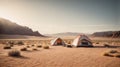 Camping in the desert in the middle of nowhere. Generative AI Royalty Free Stock Photo
