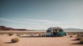 Camping in the desert in the middle of nowhere. Generative AI Royalty Free Stock Photo