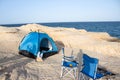 Camping in the desert nearby Sur Fence Beach and sea, Amazing View, Oman Royalty Free Stock Photo