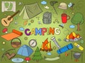 Camping design colorful set vector