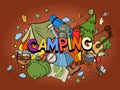 Camping design colorful set vector