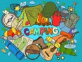 Camping design colorful set vector