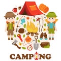 Camping elements and characters