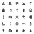 Camping elements vector icons set