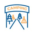 Camping entrance vector thin line icon illustration. Royalty Free Stock Photo