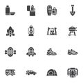 Camping essentials vector icons set