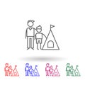 Camping, father, son multi color icon. Simple thin line, outline vector of family life icons for ui and ux, website or mobile Royalty Free Stock Photo