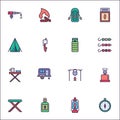 Camping filled outline icons set Royalty Free Stock Photo