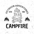 Camping fire vector vintage monochrome emblem