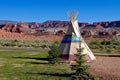 Camping at First Nation Teepee in American Wild West. Royalty Free Stock Photo