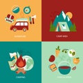 Camping flat icons set