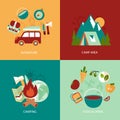 Camping flat icons set vector design illustration Royalty Free Stock Photo