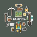 Camping Flat Icons Set