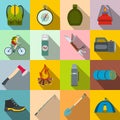 Camping flat icons Royalty Free Stock Photo