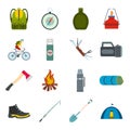 Camping flat icons Royalty Free Stock Photo