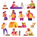 Camping Flat Set Royalty Free Stock Photo