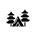 Camping in the forest black icon concept. Camping in the forest flat vector symbol, sign, illustration. Royalty Free Stock Photo