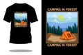 Camping in forest retro t shirt design Royalty Free Stock Photo