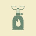 Camping gas stove. Flat icon in retro style. Royalty Free Stock Photo