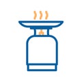 Camping gas stove icon object. Vector thin line illustration