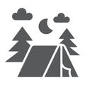 Camping glyph icon, nature and hiking, camp sign, vector graphics, a solid pattern on a white background.