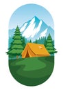 Camping ground design flat vector