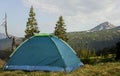 Camping in high mountains, spring begins