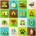 Camping Hiking Colorful Icons