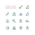 Camping and Hiking - line icons set