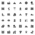 Camping and hiking vector icons set Royalty Free Stock Photo